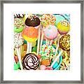 An Assortment Of Colourful Cake Pops For A Party Framed Print