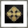 Ancient Gold Celtic Knot Cross Over Black Velvet Framed Print