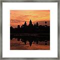 Angkor Wat Silhouette Sunrise Time Framed Print