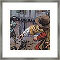 Angry Coachmen Threw Earth At Men With Umbrellas Framed Print