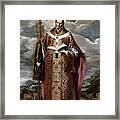 Anonymous -copy De El Greco- / 'saint Basil The Great', Middle 17th Century, Spanish School. Framed Print