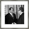 Anwar Sadat And Henry Kissinger Framed Print