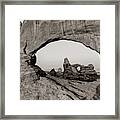 Arches North Window And Turret Arch - Moab Utah Sepia Framed Print