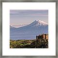 Armenia, Mount Ararat And Amberd Framed Print