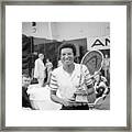 Arthur Ashe Posing With Tennis Racquet Framed Print