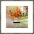 Autumn Dawning, Autumn Colours, Fisherman On An Autumn Lake Framed Print