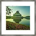 Autumn With Mosque Floating On The River Framed Print