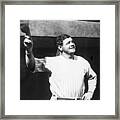 Babe Ruth Salutes The Crowd Framed Print