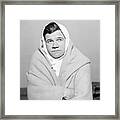 Babe Ruth Wrapped In Blanket Framed Print