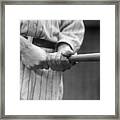 Babe Ruths Hands In Batting Position Framed Print