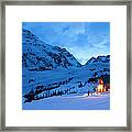 Backcountry Ski Lodge Illuminated At Framed Print