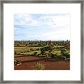Bagan Temples And Plowed Fields W Blue Framed Print