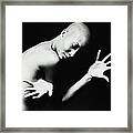 Bald, Naked Young Woman With Hands Framed Print