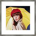 Barbara Feldon Posing With Umbrella Framed Print