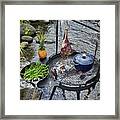 Barbecue Over Wood Fired Grill Near Stream Framed Print