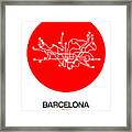 Barcelona Red Subway Map Framed Print