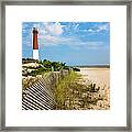 Barnegat Lighthouse, Sand, Beach, Dune Framed Print