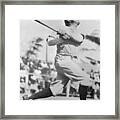 Baseball Player Babe Ruth Hits Home Run Framed Print
