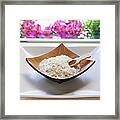 Bath Salts On A Wooden Bowl By The Framed Print