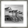 Beach Huts Sunset In Black And White Square Framed Print