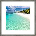 Beautiful Beach With Palm Trees, Moody Framed Print