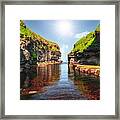 Beautiful View Of Dock With Clear Water Framed Print