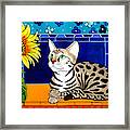 Beauty In Bloom - Savannah Cat Painting Framed Print