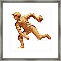 Beige Baseball Pitcher Throwing Ball Framed Print