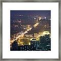 Beijing Cityscape At Night, Aerial Framed Print