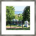 Bench With A Harbor View Framed Print