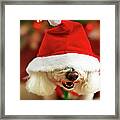 Bichon Frise Dog In Santa Hat At Framed Print