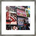 Billboards In Times Square Framed Print