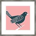 Bird On Pink Background Framed Print