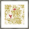 Birds And Foliage Pattern Framed Print