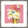 Birds Flying Around Pastel Trees Framed Print