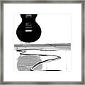 Black Guitar And Cord With Copy Spapce Framed Print