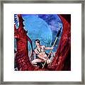 Blue Moon And Red Dragon Framed Print