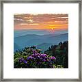 Blue Ridge Parkway Asheville Nc Rhododendron Sunset Scenic Framed Print