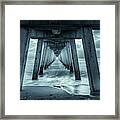 Blue Sunset At Venice Pier, Florida, Monochrome Framed Print