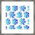 Blue Watercolor Snowflakes Pattern Framed Print