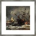 Boats In The Storm Framed Print