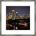 Boston Skyline At Night Framed Print