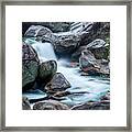 Boulders And Waterfall In Valle Verzasca Framed Print