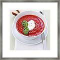 Bowl Of Soup With Herbs And Cheese Framed Print