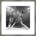 Boxer Ali Dodging A Punch From Frazier Framed Print