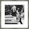 Brigitte Bardot With Dachshund Framed Print