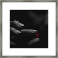 Broken Red Heart In The Moody Girl's Hands. Framed Print