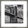 Brooklyn Bridge And Clouds Framed Print
