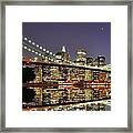 Brooklyn Bridge At Night Framed Print