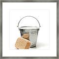 Bucket Of Water And Sponge For Cleaning Framed Print